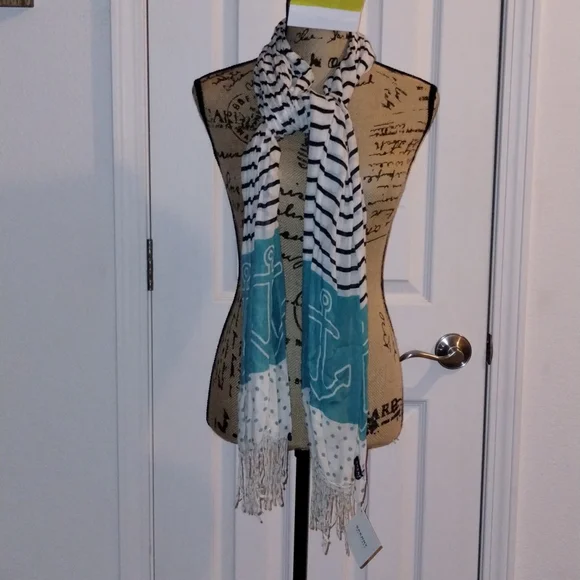 NWT Blue Sperry Lightweight Nautical Scarf, Anchor - Picture 3 of 8